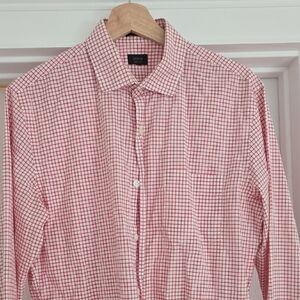 J. Crew Red and White Checkered Men's Dress Shirt